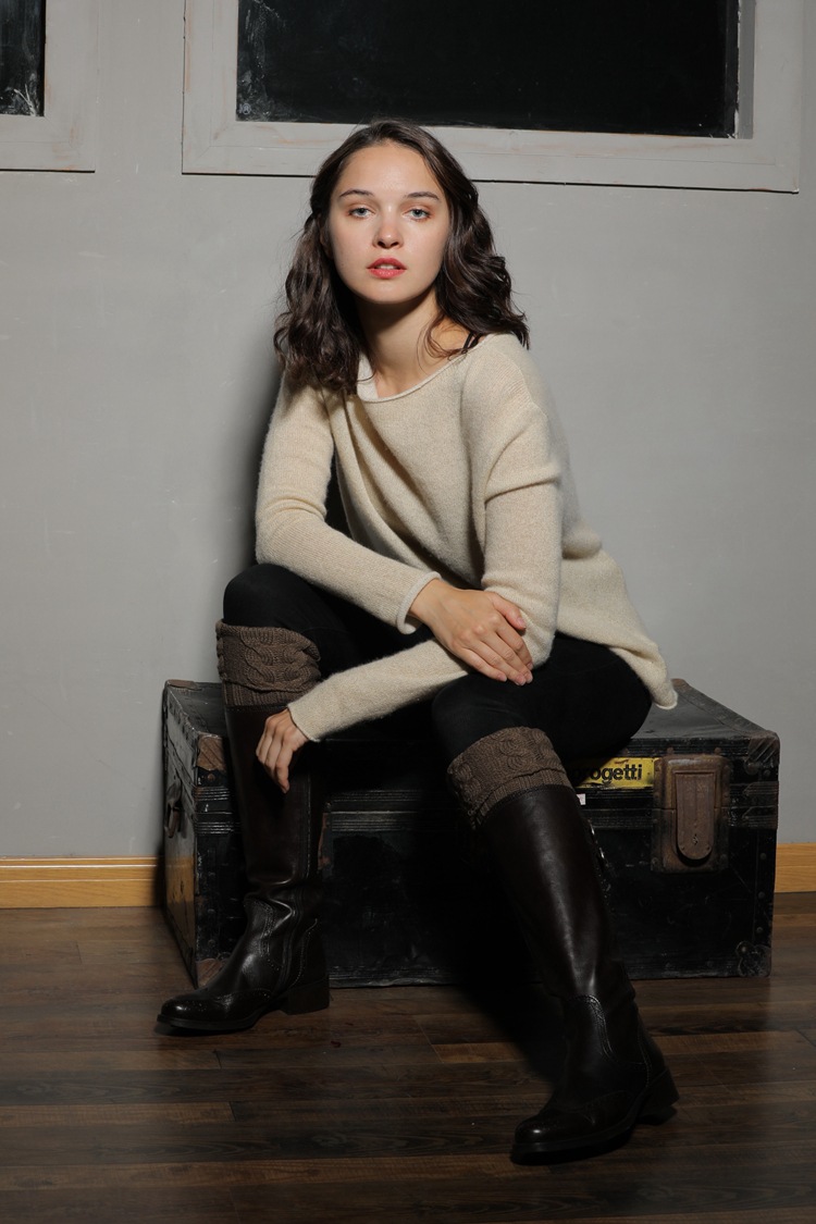 Winter Cable Knit Boot Cuffs Elastic Crochet Leg Warmer Sock Thermal Boot Topper